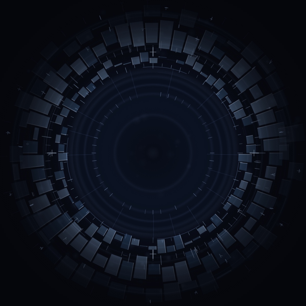 Stage 1 — Protect: an arcane warding circle sealed cool around a dark, empty center — the unseen vow